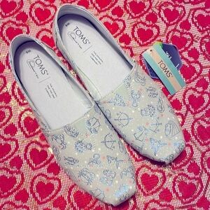 Brand New Toms Alpargata Mid Grey Foil Mystic Sky Astrology Zodiac Slip On Shoes
